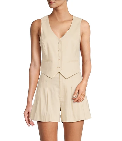 Antonio Melani Coordinating Melinda V-Neck Linen Blend Vest