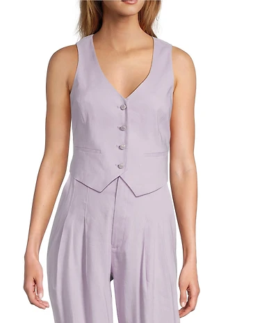 Antonio Melani Coordinating Melinda V-Neck Linen Blend Vest