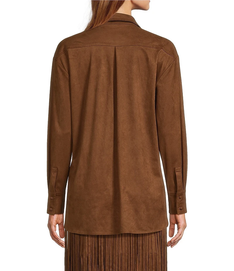 Antonio Melani Coordinating Paulalexis Faux Suede Long Sleeve Collared Button Front Shirt