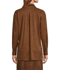 Antonio Melani Coordinating Paulalexis Faux Suede Long Sleeve Collared Button Front Shirt