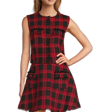 Antonio Melani Coordinating Selene Novelty Tweed Button Front Vest