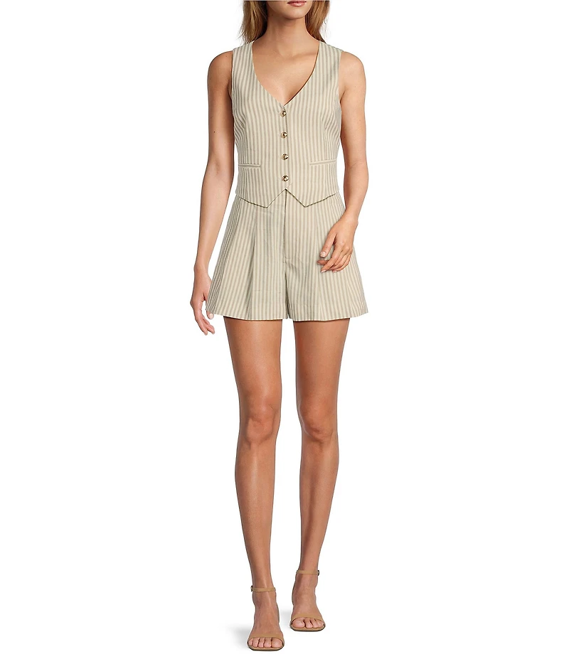 Antonio Melani Coordinating Tropez Stripe Linen Blend Shorts