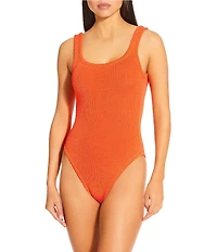 Antonio Melani Crinkle Classic Square Neck Tank One Size One Piece Swimsuit