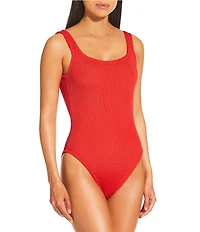 Antonio Melani Crinkle Classic Square Neck Tank One Size One Piece Swimsuit