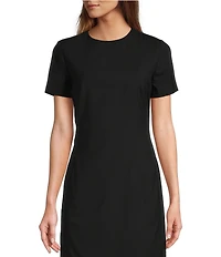 Antonio Melani Crissy Short Sleeve Crew Neck Stretch Woven Wool Blend Sheath Dress