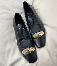 Antonio Melani Dacey Leather Dome Hardware Flats