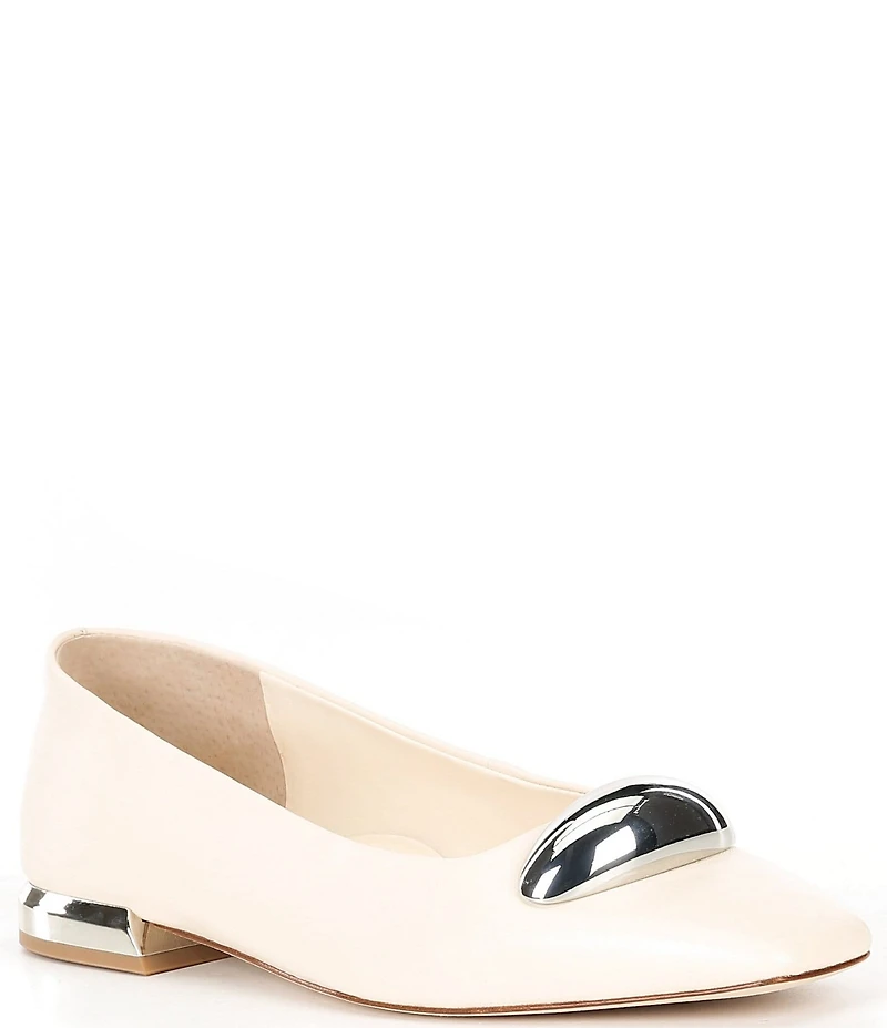 Antonio Melani Dacey Leather Dome Hardware Flats