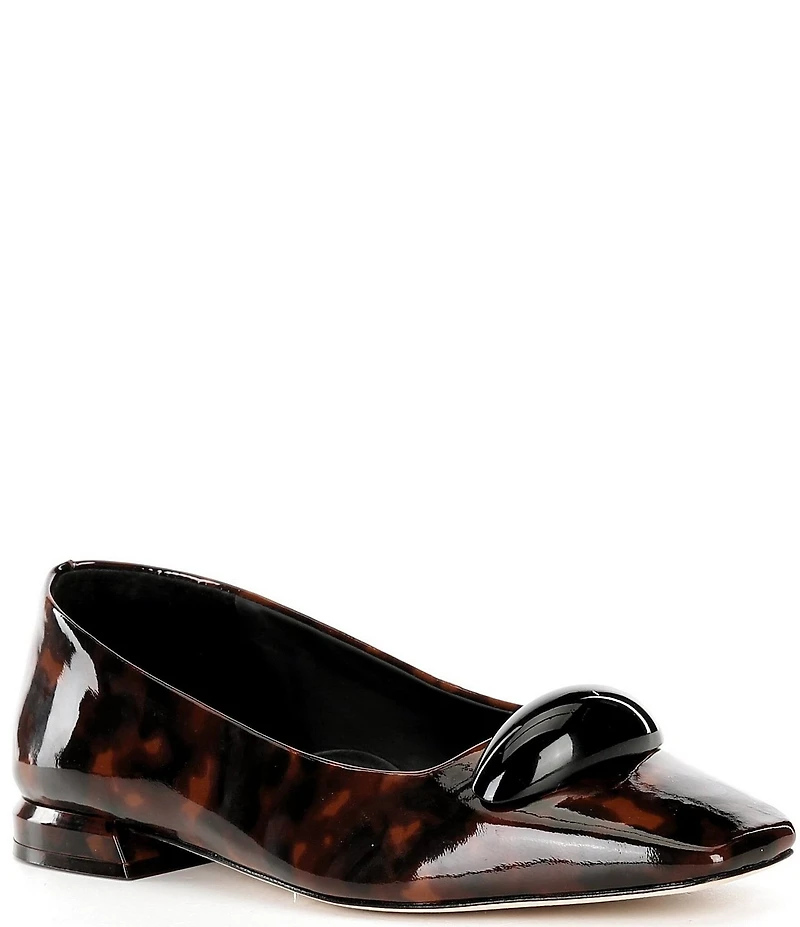 Antonio Melani Dacey Patent Leather Tortoise Print Dome Hardware Flats