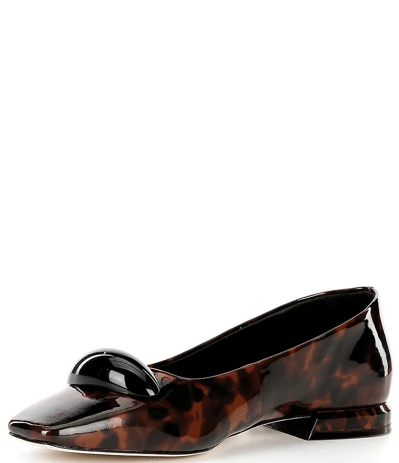 Antonio Melani Dacey Patent Leather Tortoise Print Dome Hardware Flats