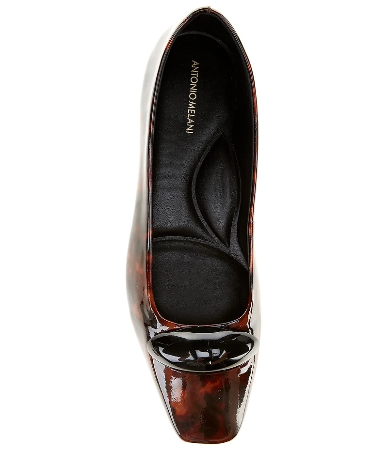 Antonio Melani Dacey Patent Leather Tortoise Print Dome Hardware Flats
