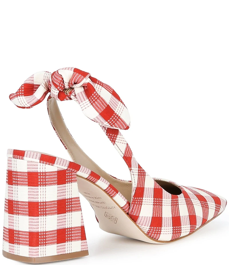 Antonio Melani Daisy Gingham Knot Slingback Block Heel Pumps