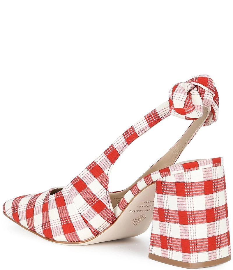 Antonio Melani Daisy Gingham Knot Slingback Block Heel Pumps