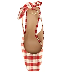 Antonio Melani Daisy Gingham Knot Slingback Block Heel Pumps