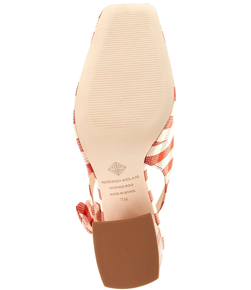 Antonio Melani Daisy Gingham Knot Slingback Block Heel Pumps