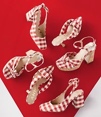 Antonio Melani Daisy Gingham Knot Slingback Block Heel Pumps