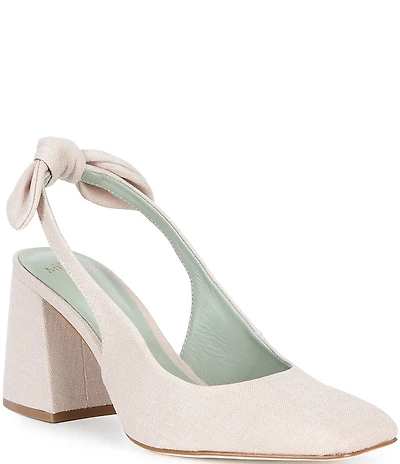 Antonio Melani Daisy Linen Knot Slingback Block Heel Pumps