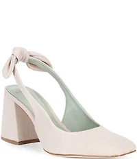 Antonio Melani Daisy Linen Knot Slingback Block Heel Pumps