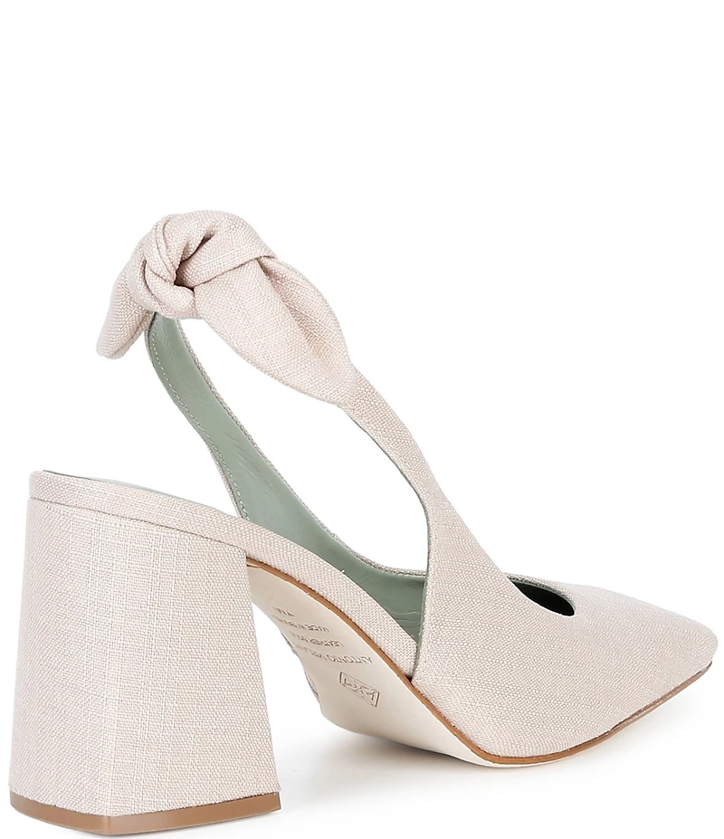 Antonio Melani Daisy Linen Knot Slingback Block Heel Pumps