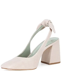 Antonio Melani Daisy Linen Knot Slingback Block Heel Pumps