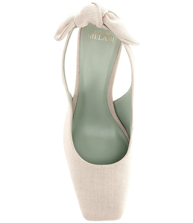 Antonio Melani Daisy Linen Knot Slingback Block Heel Pumps