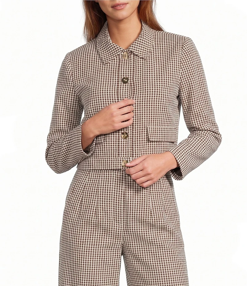 Antonio Melani Dakotah Gingham Button Front Coordinating Jacket