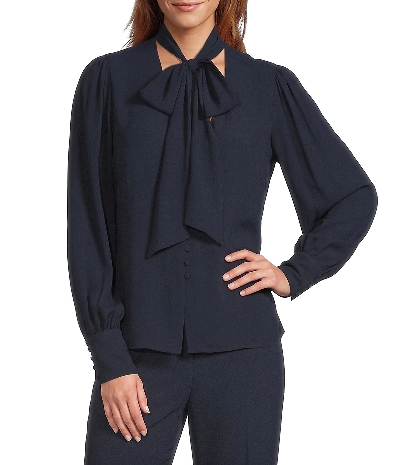Antonio Melani Dallyn Scarf Tie V-Neck Long Sleeve Blouse