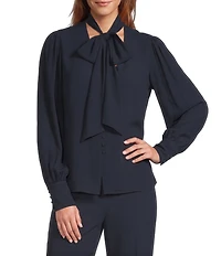 Antonio Melani Dallyn Scarf Tie V-Neck Long Sleeve Blouse