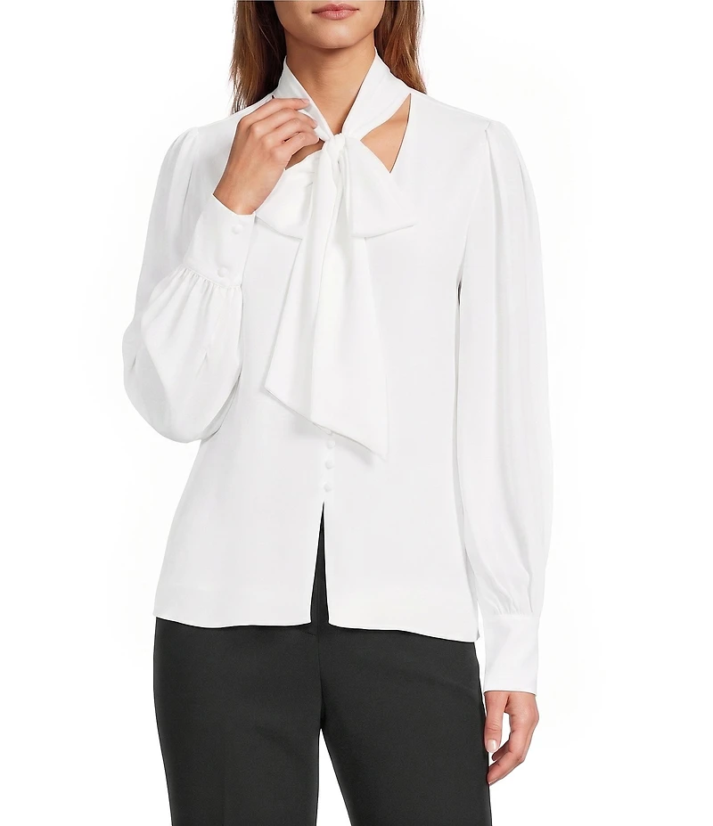 Antonio Melani Dallyn Scarf Tie V-Neck Long Sleeve Blouse