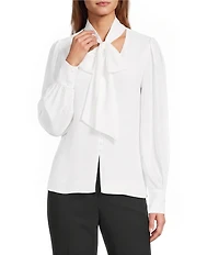 Antonio Melani Dallyn Scarf Tie V-Neck Long Sleeve Blouse