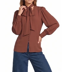 Antonio Melani Dallyn Scarf Tie V-Neck Long Sleeve Blouse