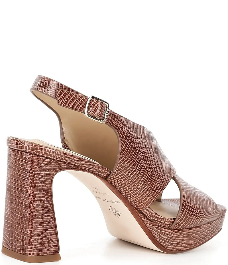 Antonio Melani Dana Stamped Leather Platform Xband Slingback Sandals