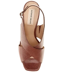 Antonio Melani Dana Stamped Leather Platform Xband Slingback Sandals