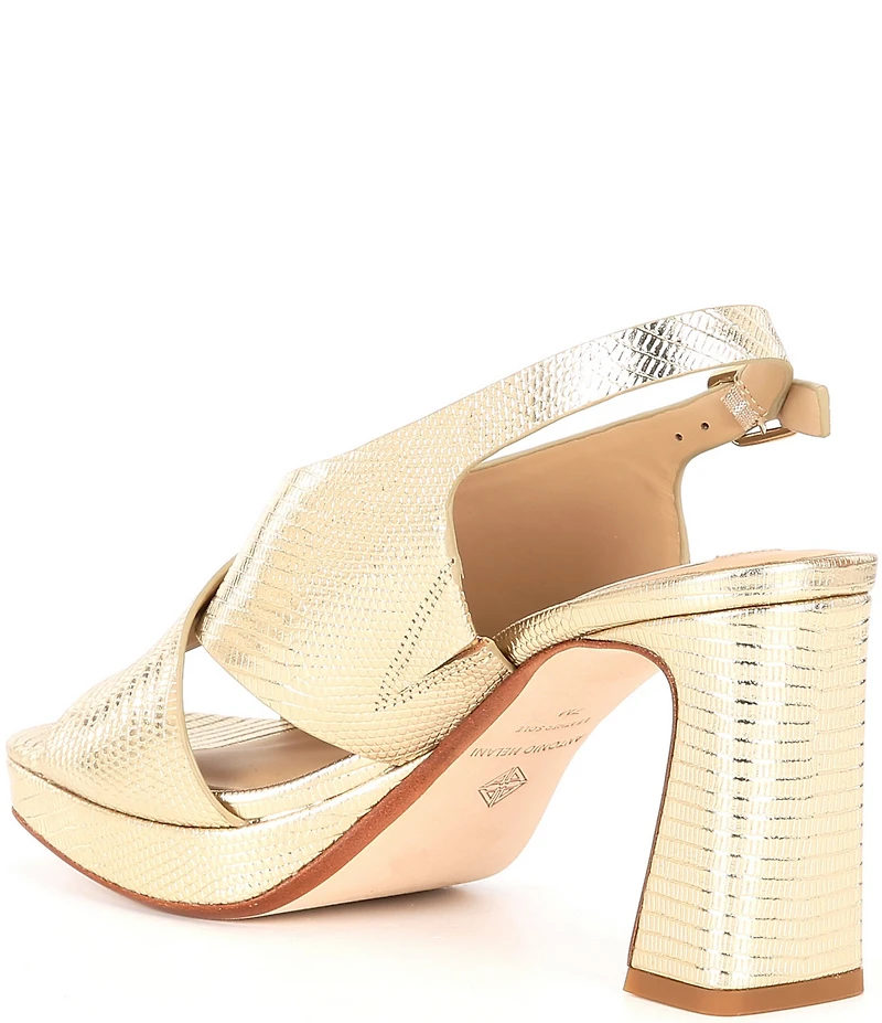 Antonio Melani Dana Stamped Leather Platform Xband Slingback Sandals