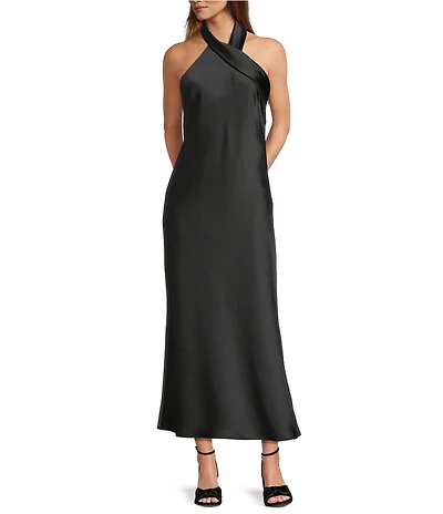 Antonio Melani Darah Satin Halter Neck Sleeveless Midi Dress