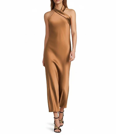 Antonio Melani Darah Satin Halter Neck Sleeveless Dress