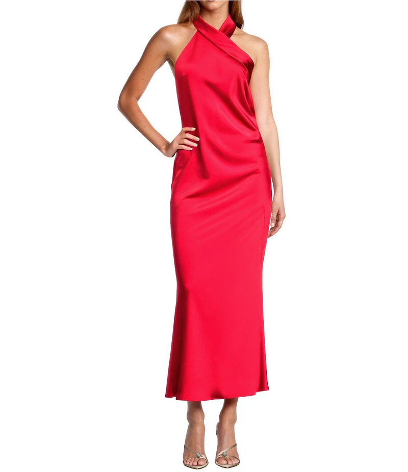 Antonio Melani Darah Satin Halter Neck Sleeveless Dress