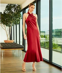 Antonio Melani Darah Satin Halter Neck Sleeveless Dress