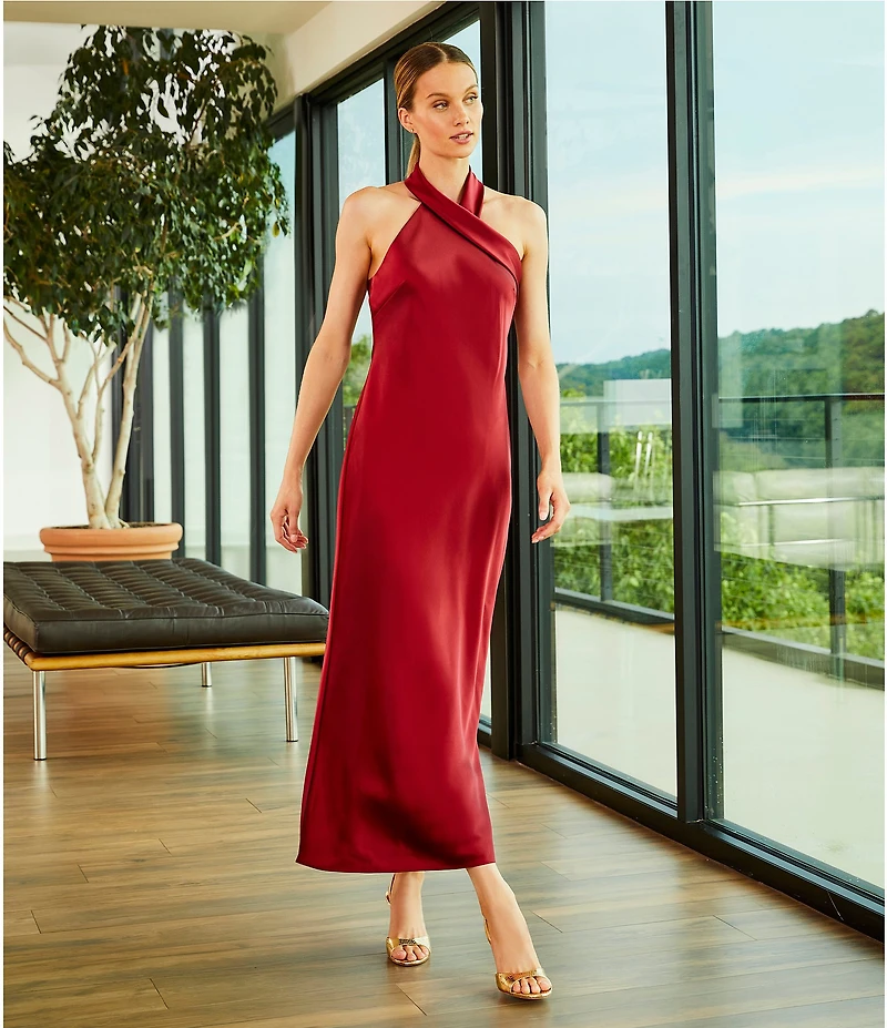 Antonio Melani Darah Satin Halter Neck Sleeveless Dress