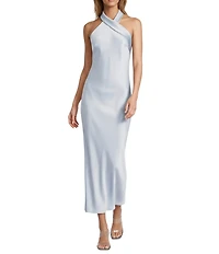 Antonio Melani Darah Satin Halter Neck Sleeveless Midi Dress
