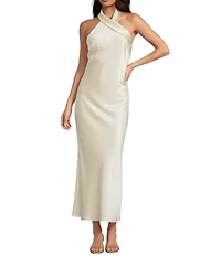 Antonio Melani Darah Satin Halter Neck Sleeveless Midi Dress