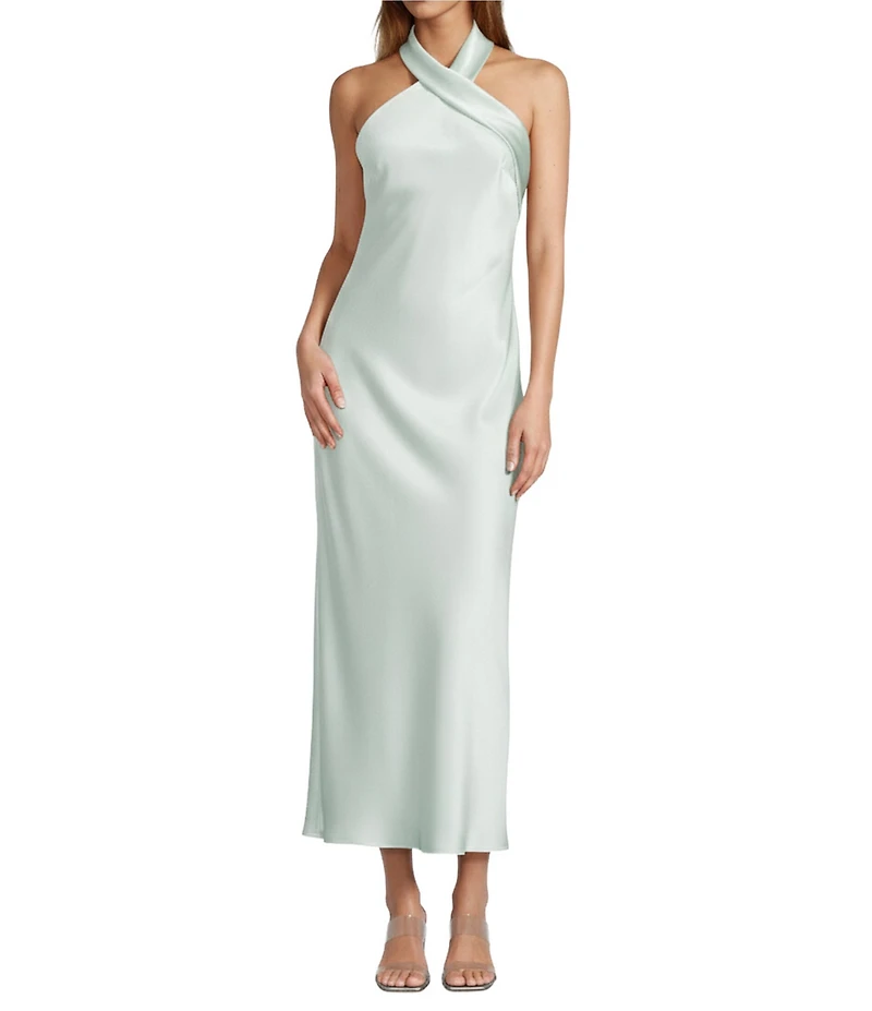 Antonio Melani Darah Satin Halter Neck Sleeveless Midi Dress