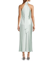 Antonio Melani Darah Satin Halter Neck Sleeveless Midi Dress