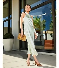 Antonio Melani Darah Satin Halter Neck Sleeveless Midi Dress