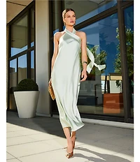 Antonio Melani Darah Satin Halter Neck Sleeveless Midi Dress