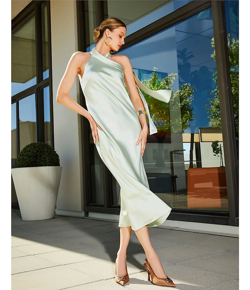 Antonio Melani Darah Satin Halter Neck Sleeveless Midi Dress