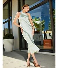 Antonio Melani Darah Satin Halter Neck Sleeveless Midi Dress