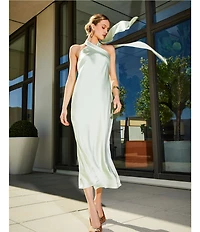 Antonio Melani Darah Satin Halter Neck Sleeveless Midi Dress