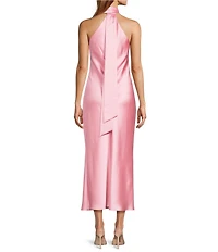 Antonio Melani Darah Satin Halter Neck Sleeveless Midi Dress