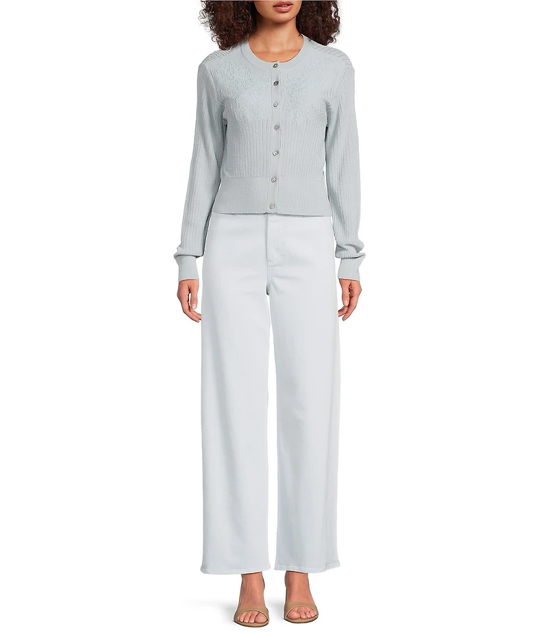 Antonio Melani Delphine Embroidered Button Front Long Sleeve Cardigan