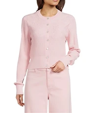 Antonio Melani Delphine Embroidered Button Front Long Sleeve Cardigan